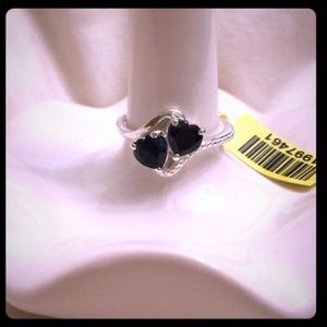 Sapphire Heart Ring in Sterling Silver Sz 8